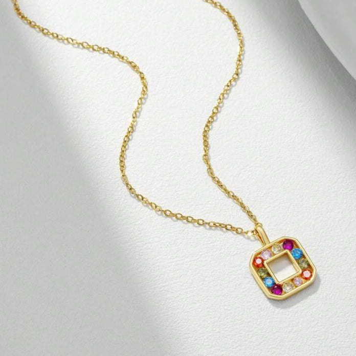 Colorburst Medallion Golden Necklace