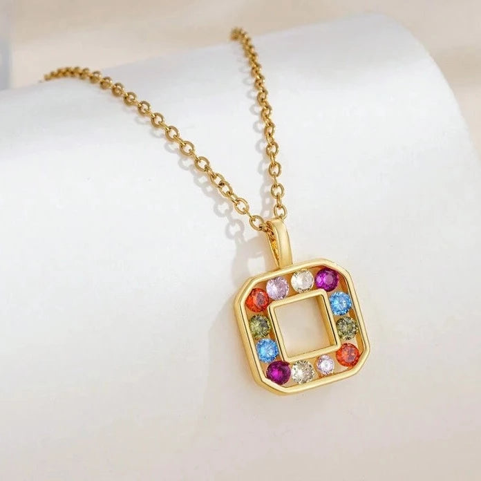 Colorburst Medallion Golden Necklace