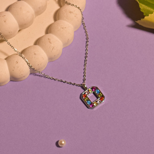 Colorburst Medallion Silver Necklace