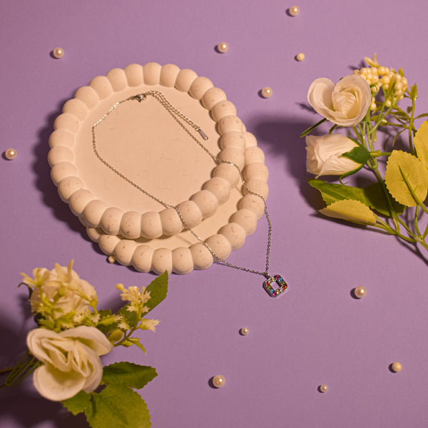 Colorburst Medallion Silver Necklace