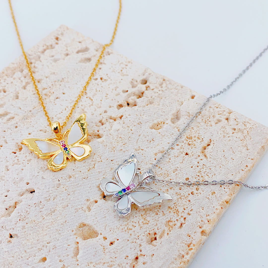 Silver Flutterby Charm Necklace Salty