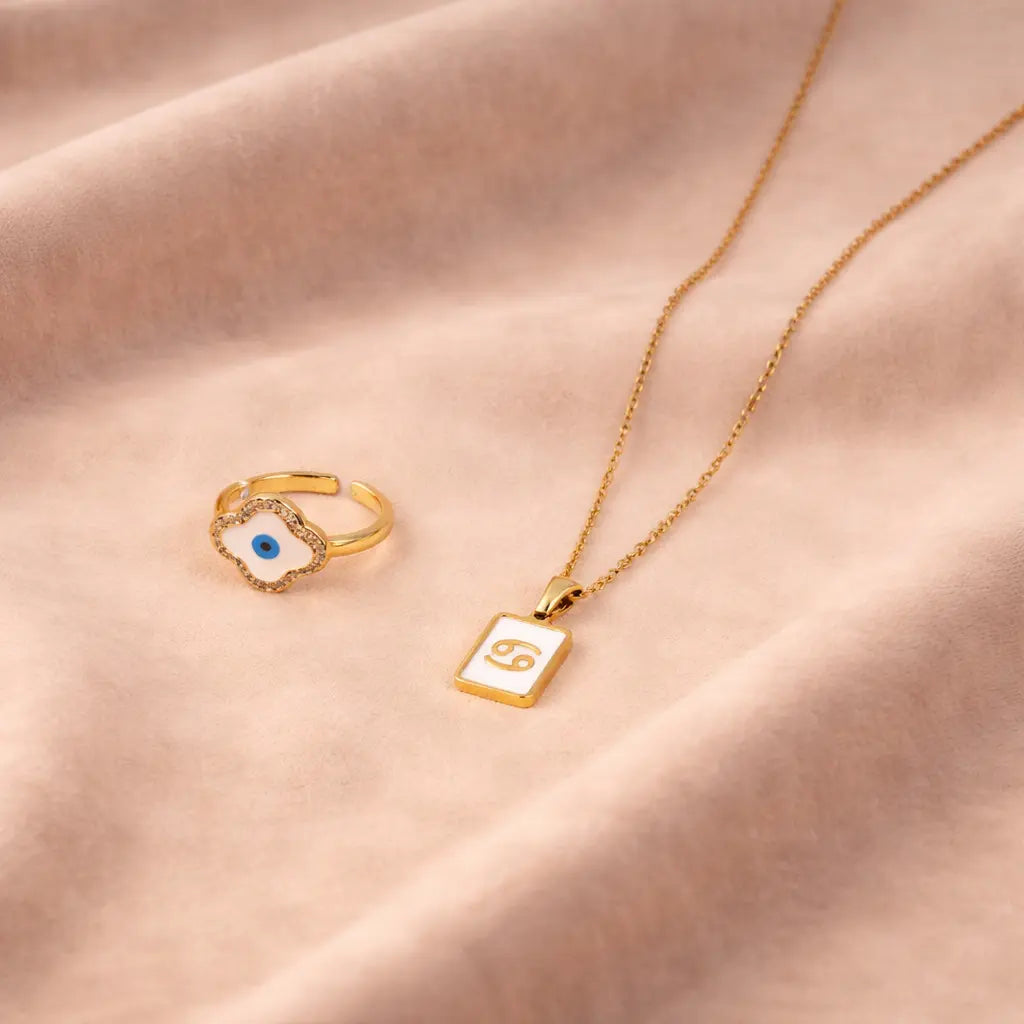 Cosmic Cancer Guardian Necklace and Ring Set | Salty