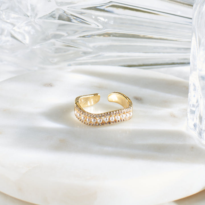Cosmic Pearl Golden Ring - Salty Accessories