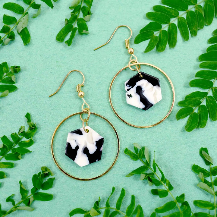 Cow-Print Metallic Earrings - Salty Accessories