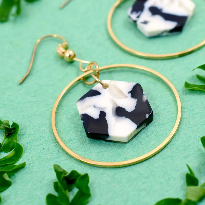 Cow-Print Metallic Earrings - Salty Accessories