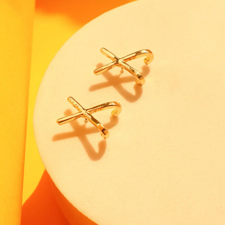 Crazy "X" gold studs - Salty Accessories