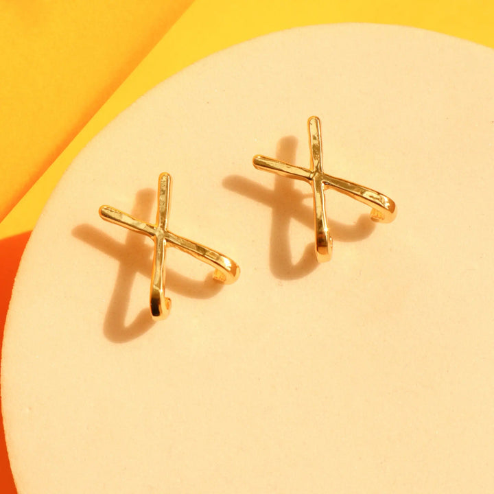 Crazy "X" gold studs - Salty Accessories
