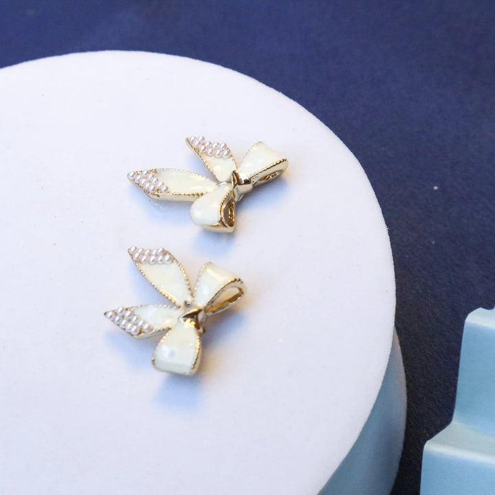 Cream Bow Earrings - Salty Accessories