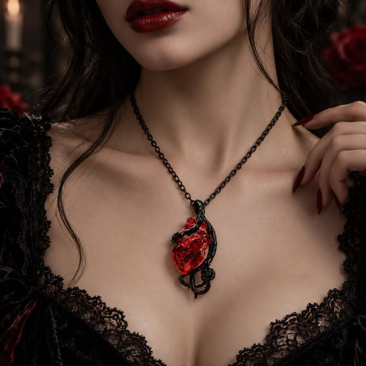 Crimson Heart Black Necklace | Salty