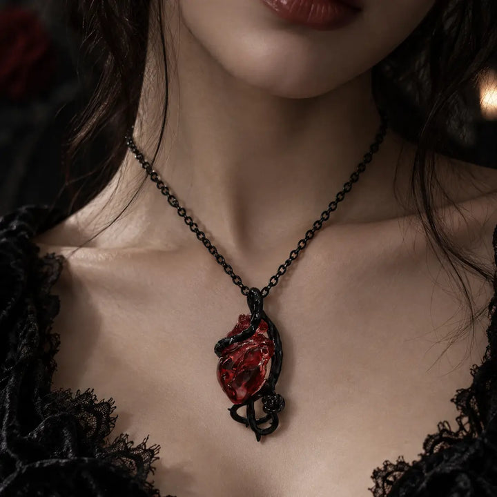 Crimson Heart Black Necklace | Salty