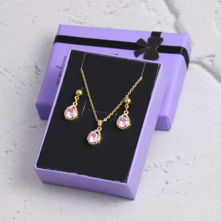 Crimson Rose Earrings and Necklace Set