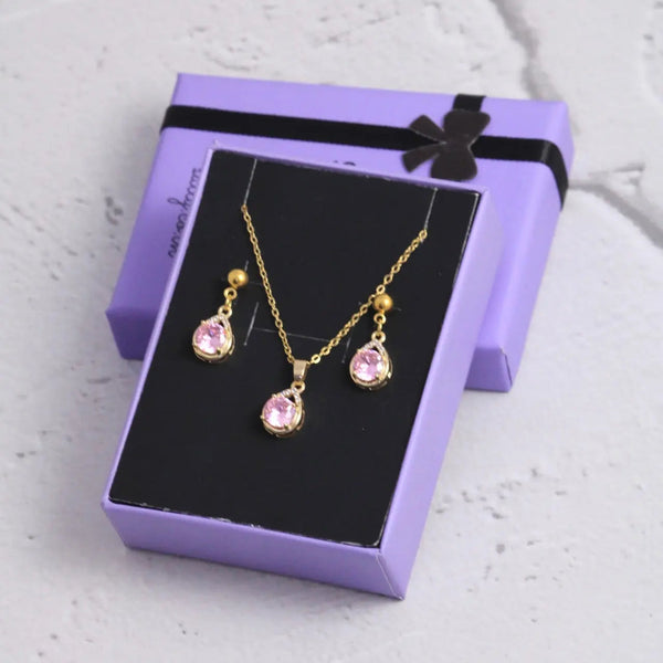 Crimson Rose Earrings and Necklace Set