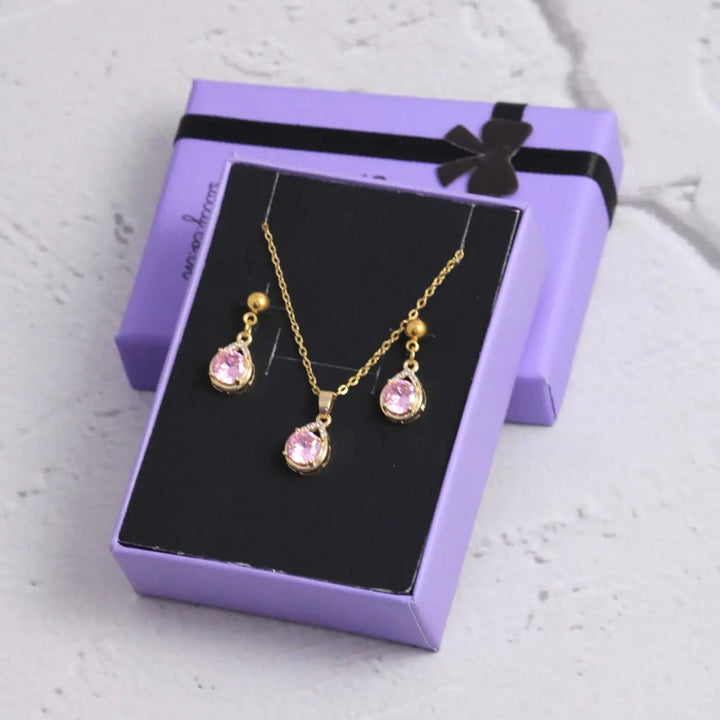 Crimson Rose Earrings and Necklace Set - Salty Accessories