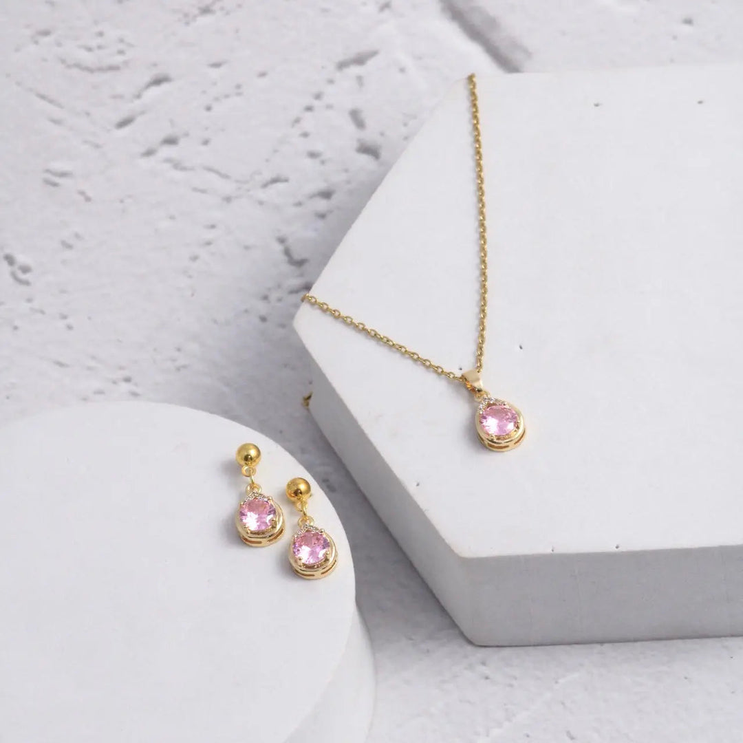 Crimson Rose Earrings and Necklace Set - Salty Accessories