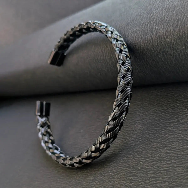 Crosslink Open Cuff Bracelet - Black