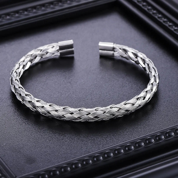 Crosslink Open Cuff Bracelet - Silver