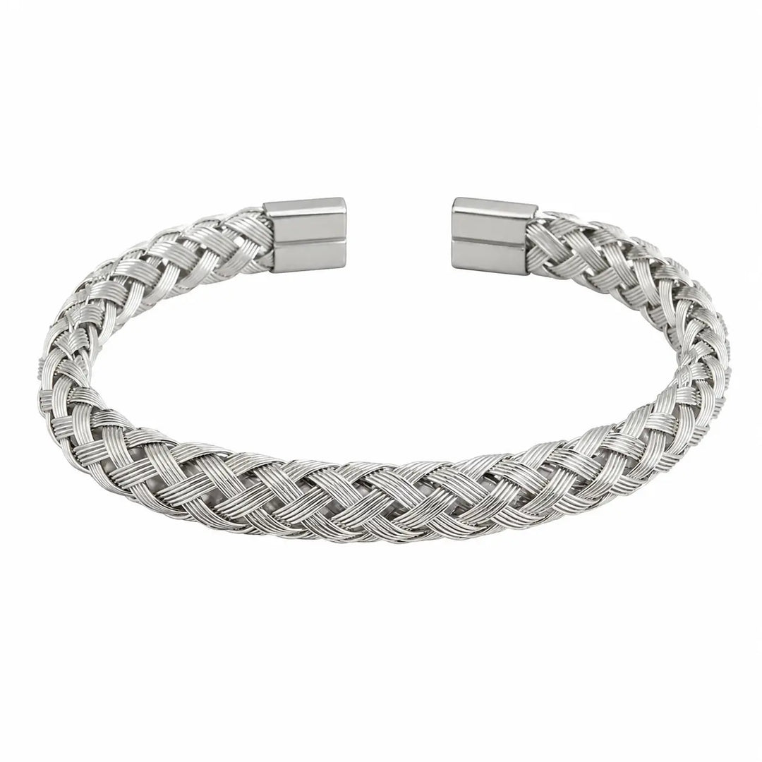 Crosslink Open Cuff Bracelet - Silver | Salty