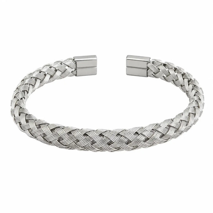Crosslink Open Cuff Bracelet - Silver | Salty