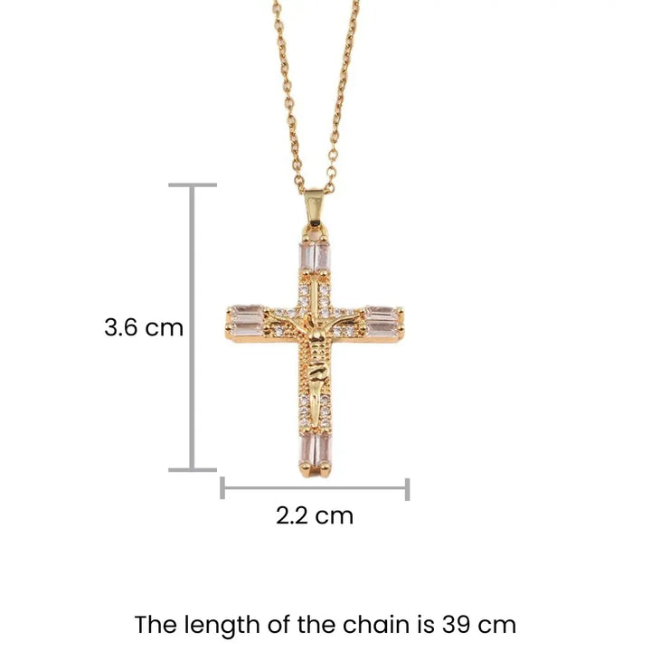 Crystal Cross Of Light Necklace - Gold | Salty