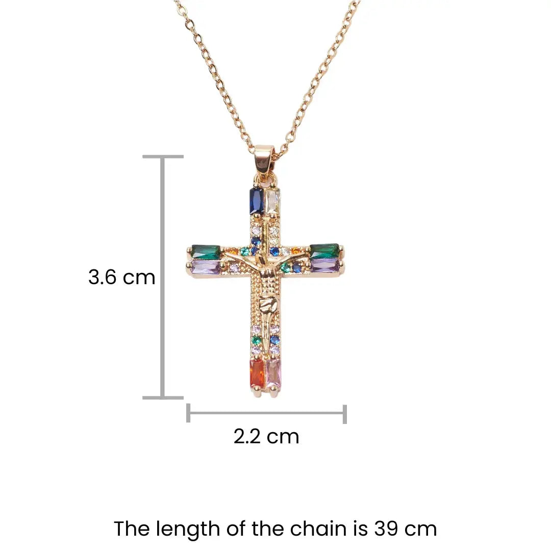 Crystal Cross Of Light Necklace - Multi - Salty Accessories