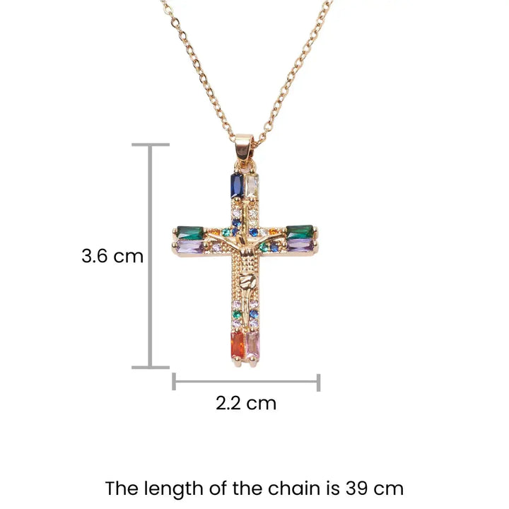 Crystal Cross Of Light Necklace - Multi - Salty Accessories