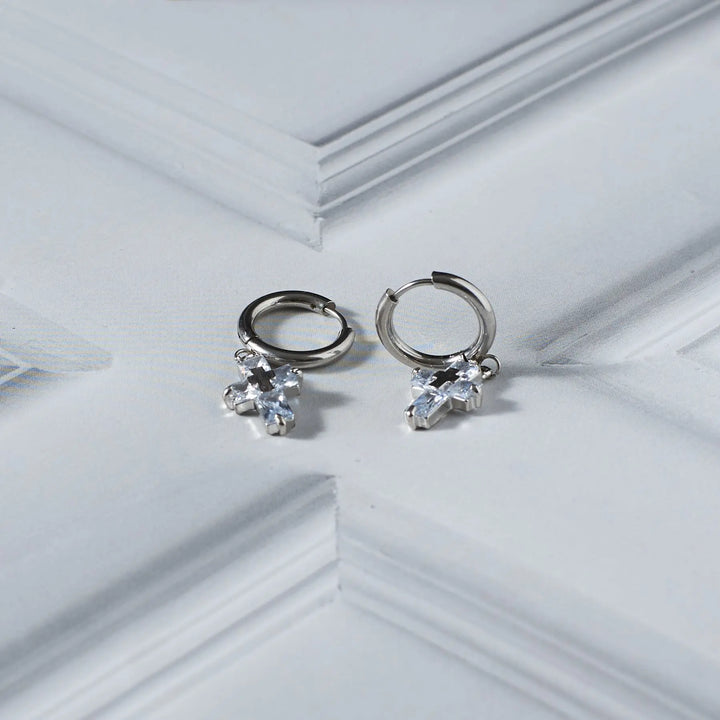 Crystal Cross Silver Earrings - Salty Accessories