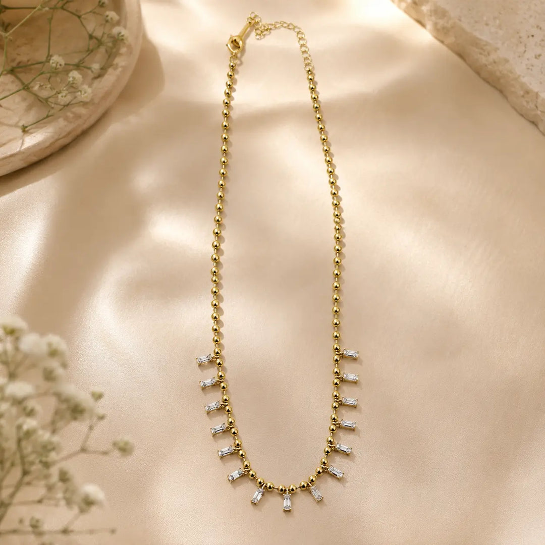 Crystal Drip Ball Chain Necklace | Salty