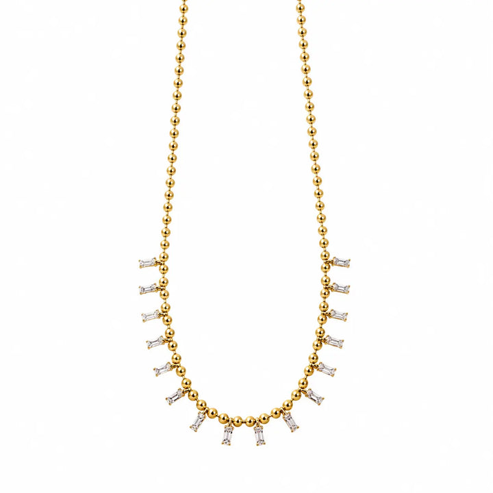 Crystal Drip Ball Chain Necklace | Salty