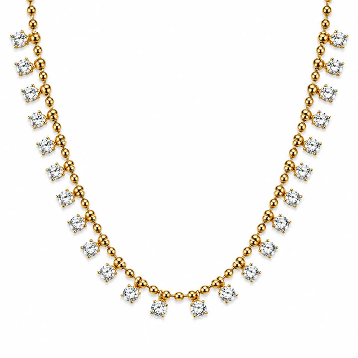 Crystal Fringe Ball Chain Necklace | Salty