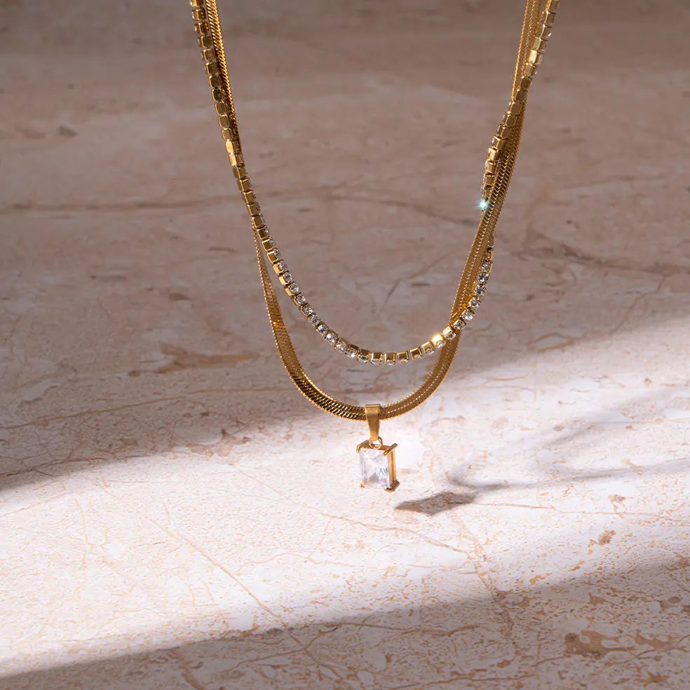 Crystal Layered Necklace | Salty