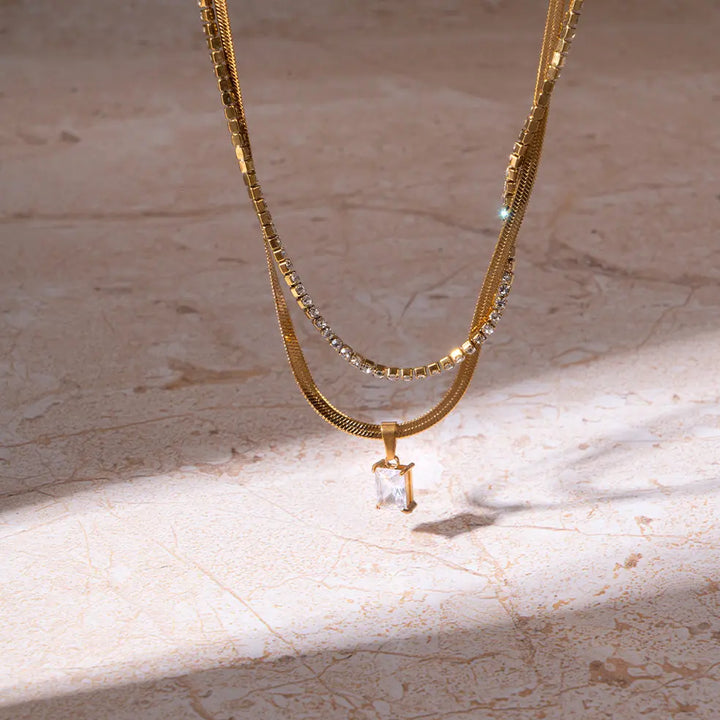 Crystal Layered Necklace | Salty
