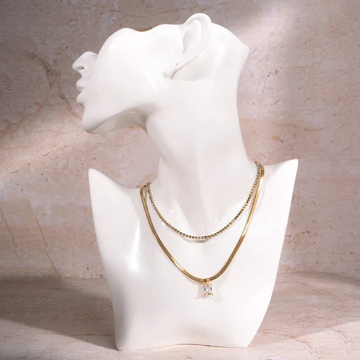 Crystal Layered Necklace | Salty