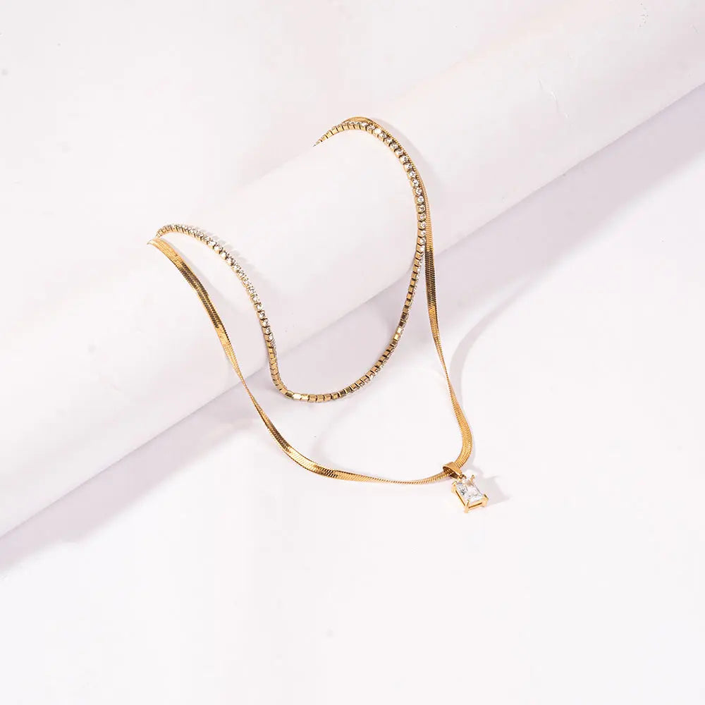 Crystal Layered Necklace | Salty