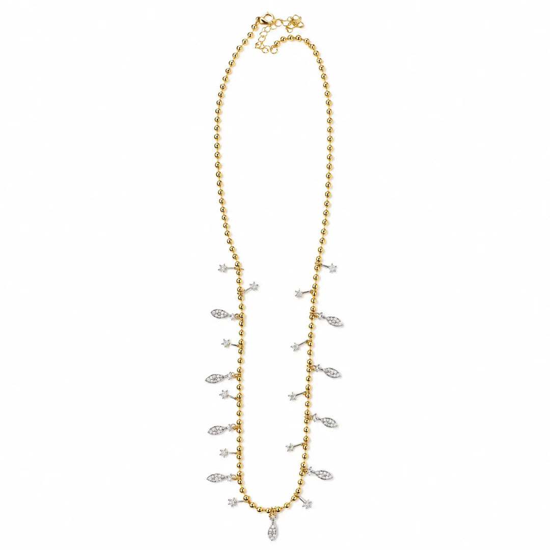 Crystal Leaf Drip Ball Chain Necklace | Salty