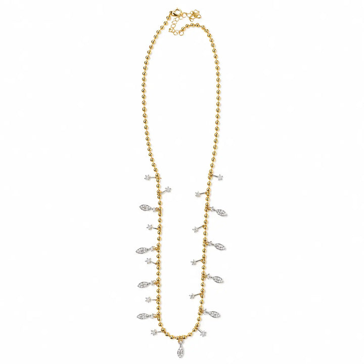 Crystal Leaf Drip Ball Chain Necklace | Salty