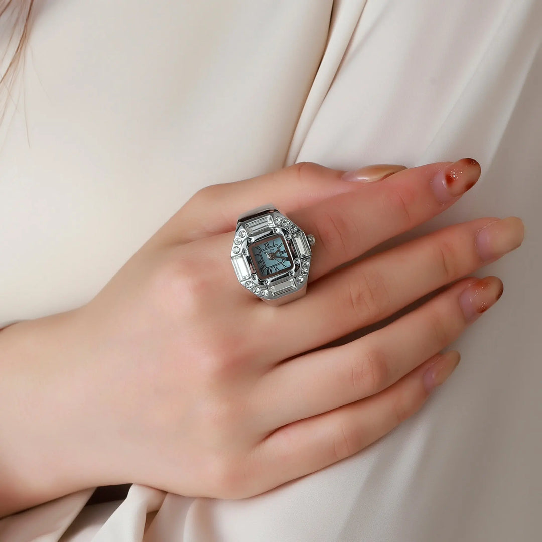 Crystal Time Watch Ring - Cyan | Salty
