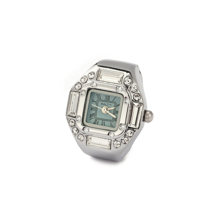 Crystal Time Watch Ring - Cyan | Salty
