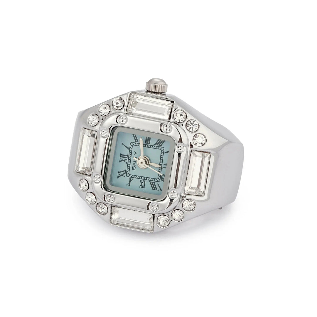 Crystal Time Watch Ring - Cyan | Salty
