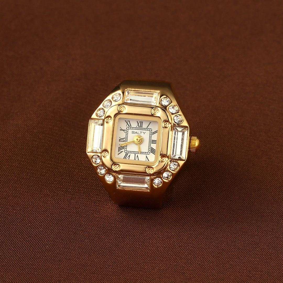 Crystal Time Watch Ring - Gold | Salty