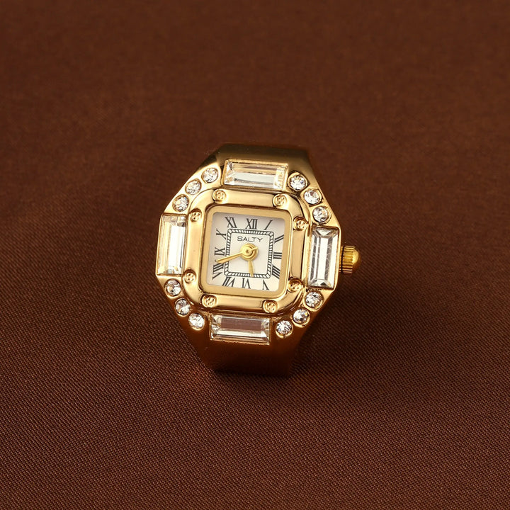 Crystal Time Watch Ring - Gold | Salty