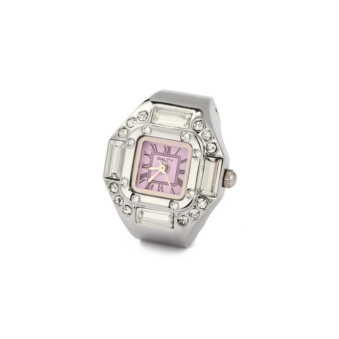 Crystal Time Watch Ring - Pink | Salty