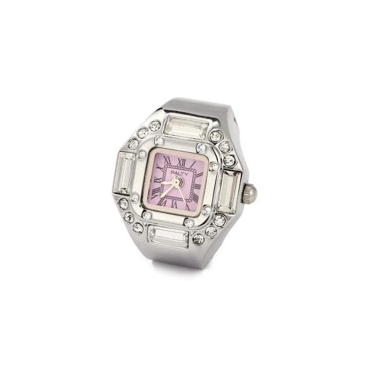 Crystal Time Watch Ring - Pink | Salty