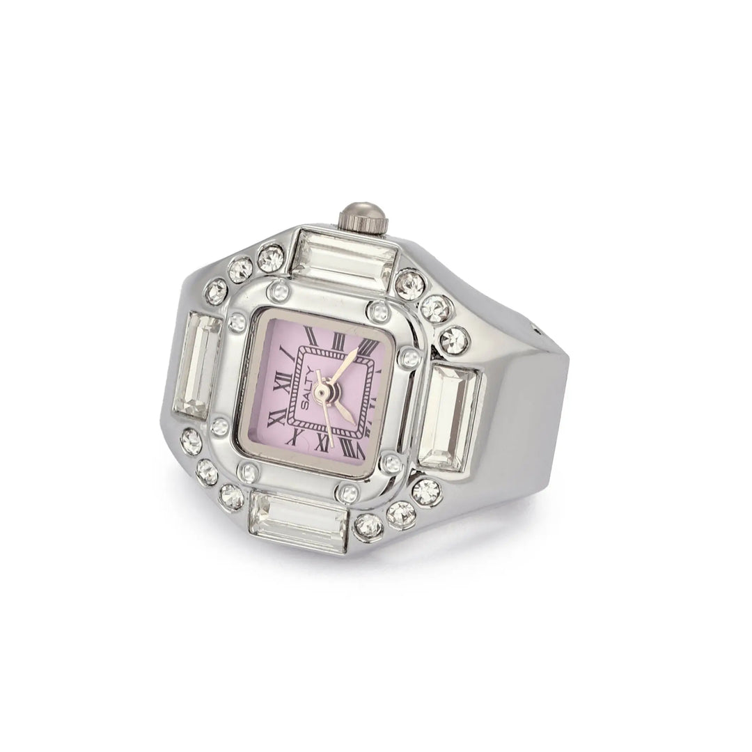 Crystal Time Watch Ring - Pink | Salty