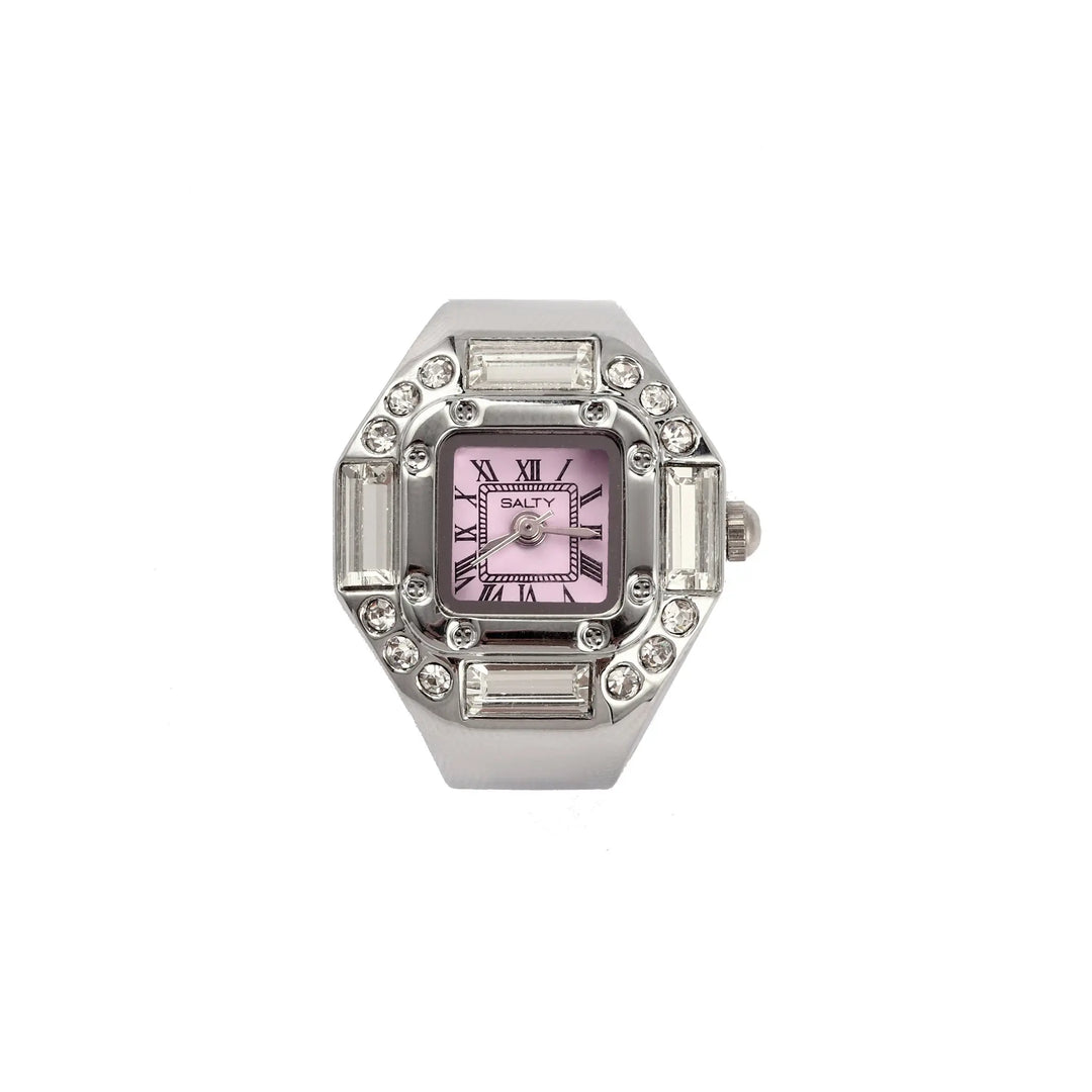 Crystal Time Watch Ring - Pink | Salty
