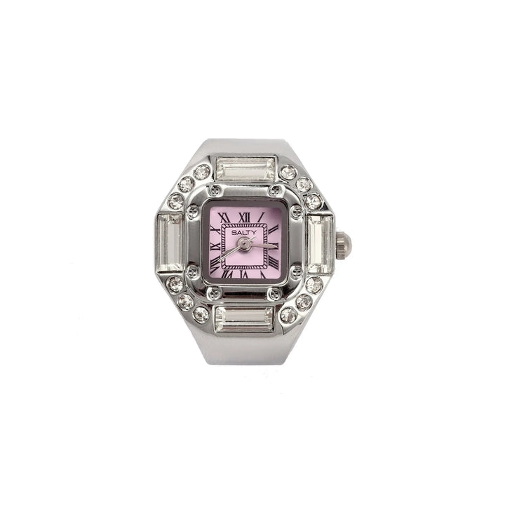 Crystal Time Watch Ring - Pink | Salty