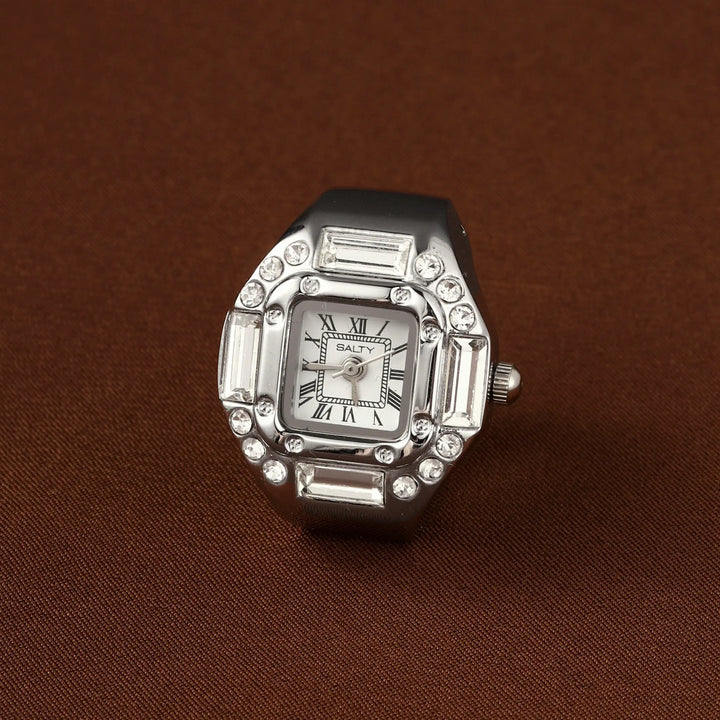 Crystal Time Watch Ring - White | Salty