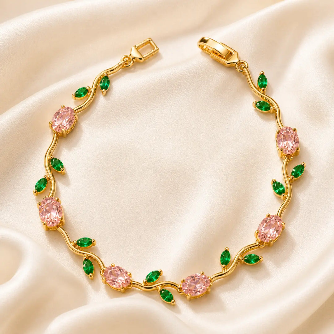 Crystal Vine Bracelet - Gold-Pink-Green | Salty