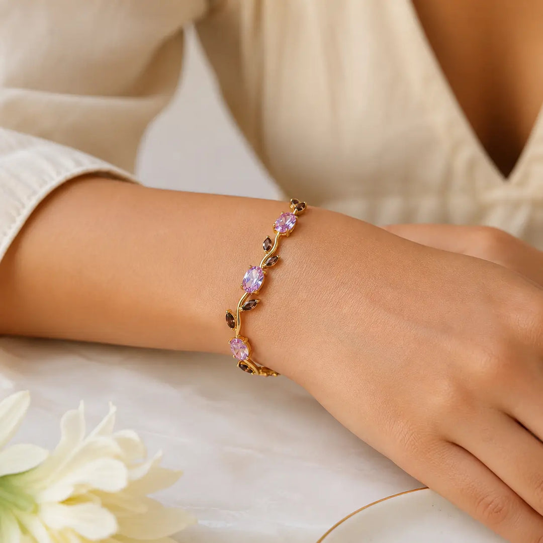 Crystal Vine Bracelet - Gold-Pink-Purple | Salty
