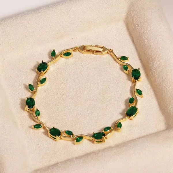 Tulip Crystal Vine Bracelet - Green