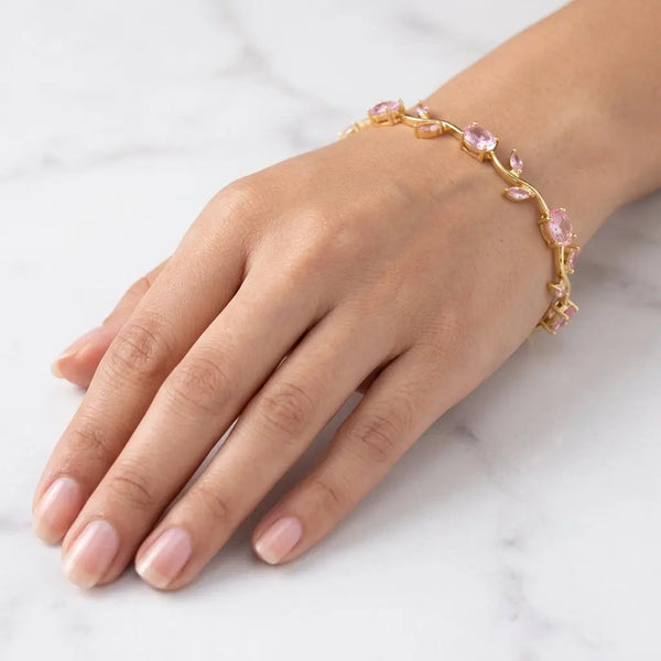 Tulip Crystal Vine Bracelet - Pink